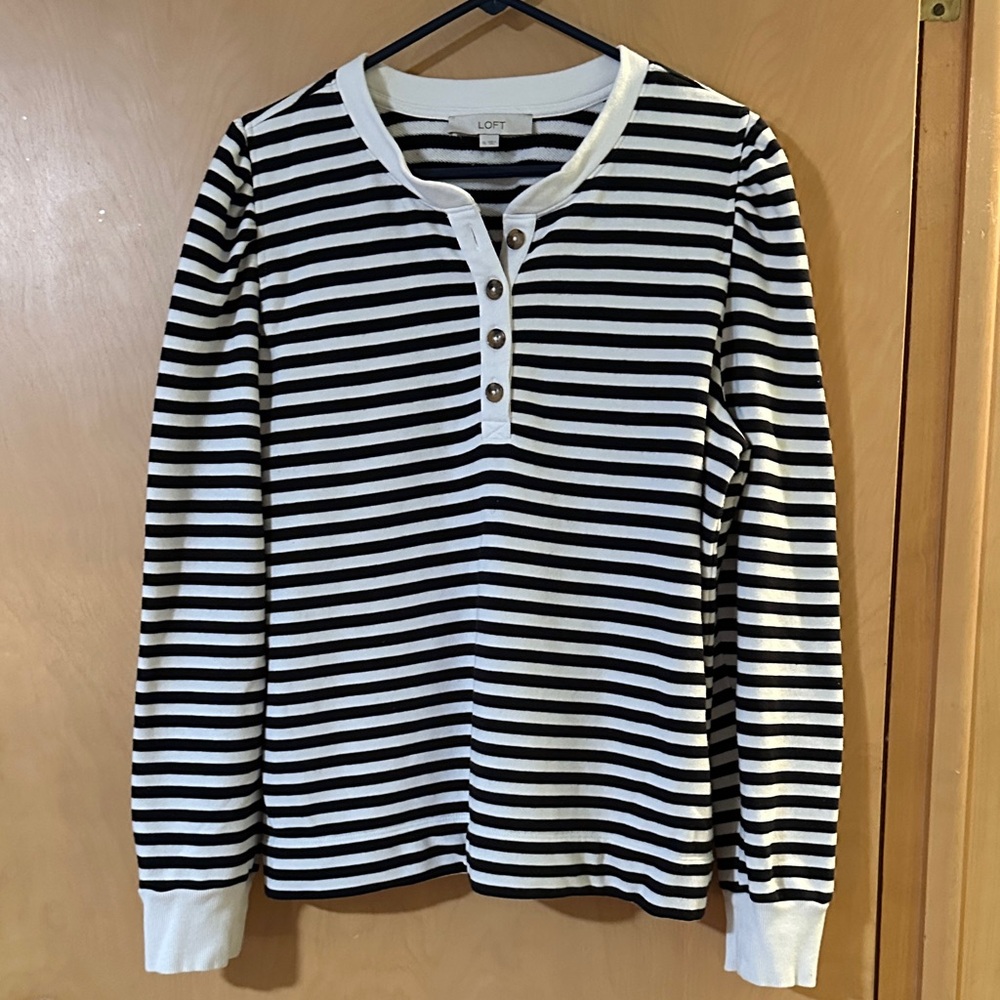 LOFT black and white stripe top - XL